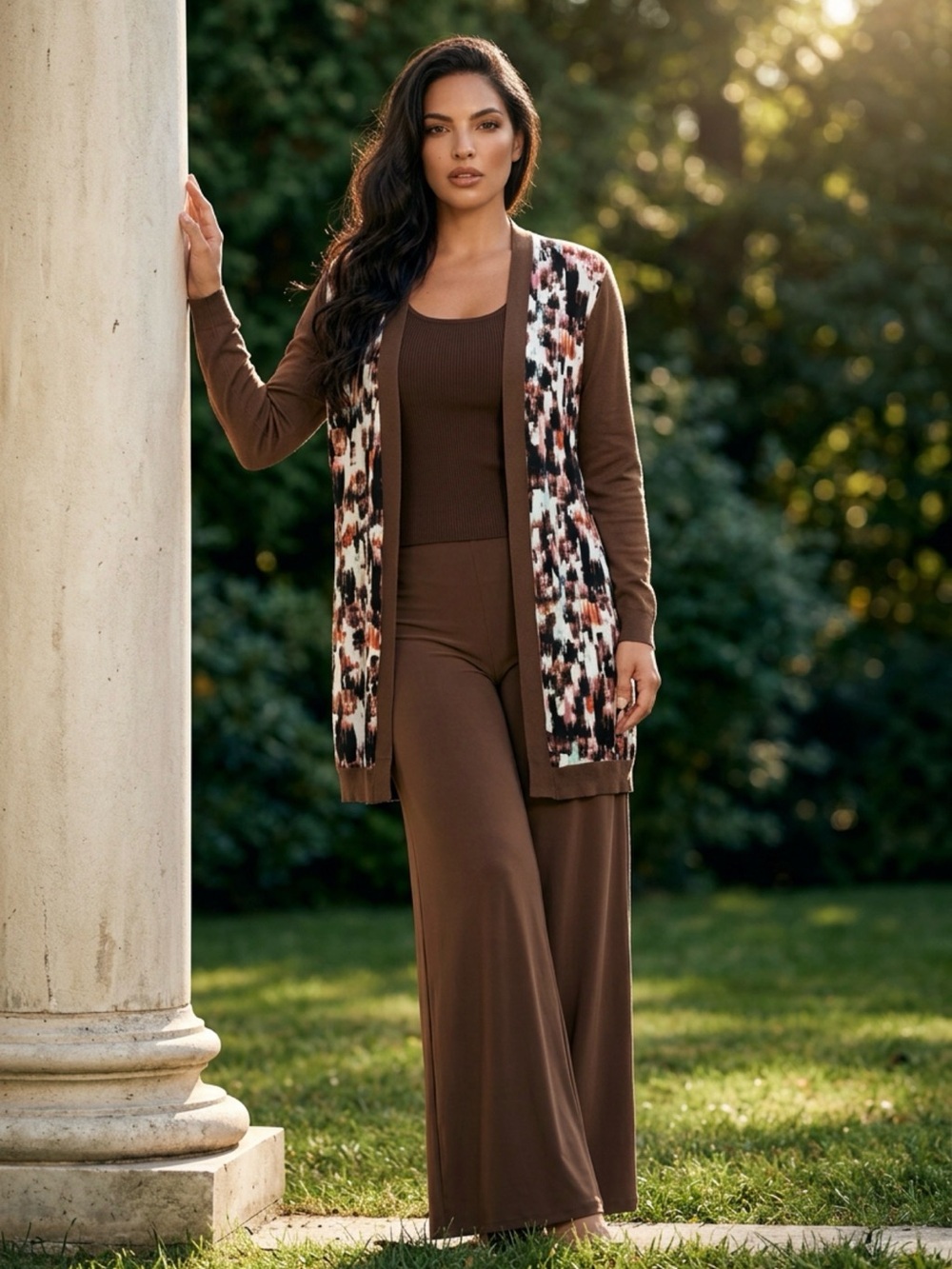 New Mixed Media Long Duster Sweater M